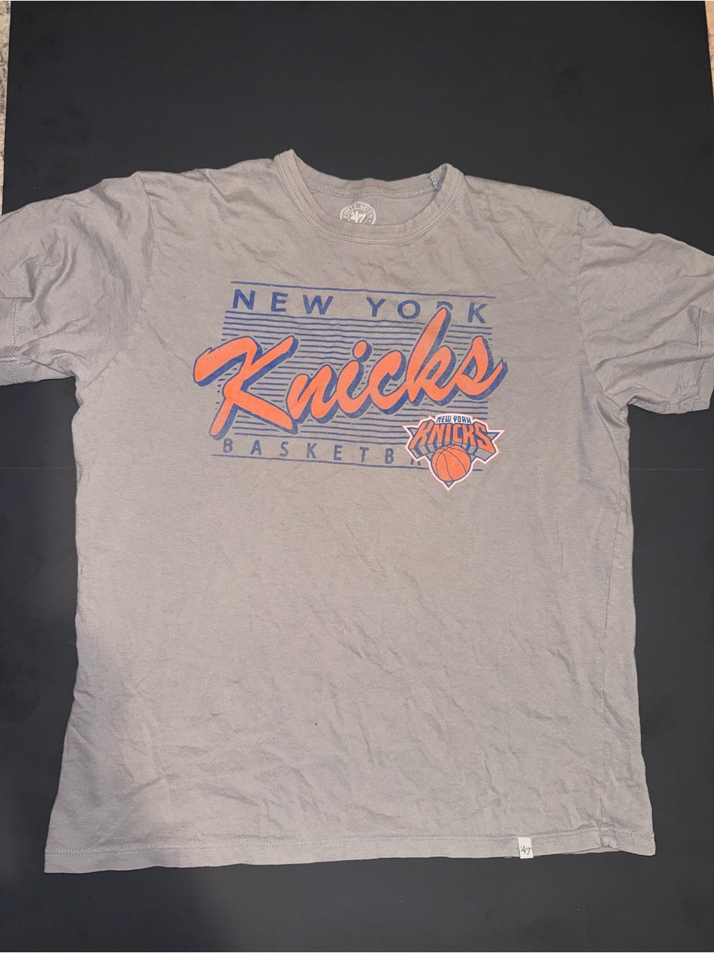 47 Brand Gray Knicks Graphic Short Sleeve Tee